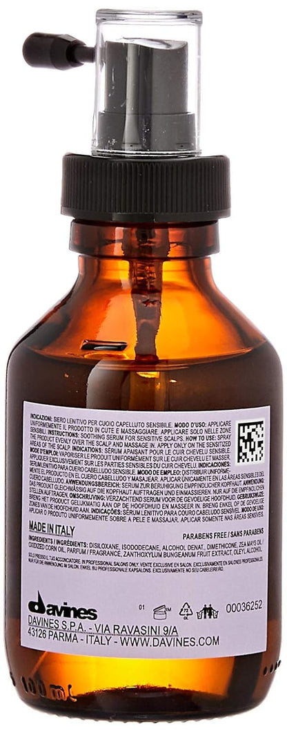 Davines Naturaltech Calming Superactive, Soothing & Relieving for Sensitive Scalp - With Blueberry Phytoceuticals - Leave-In Serum Calms Irritation Instantly, Travel Size, 3.38 Fl Oz