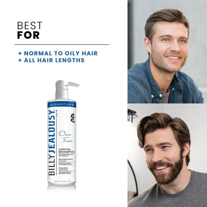 Billy Jealousy Ocean Front Clarifying Shampoo for Build Up, Excess Oil, Dirt, Product & Hard Water, Refreshing Oily Hair Shampoo for Men, Scalp Detox Unclogs Hair Follicles, Paraben-Free, 33.8 Fl Oz