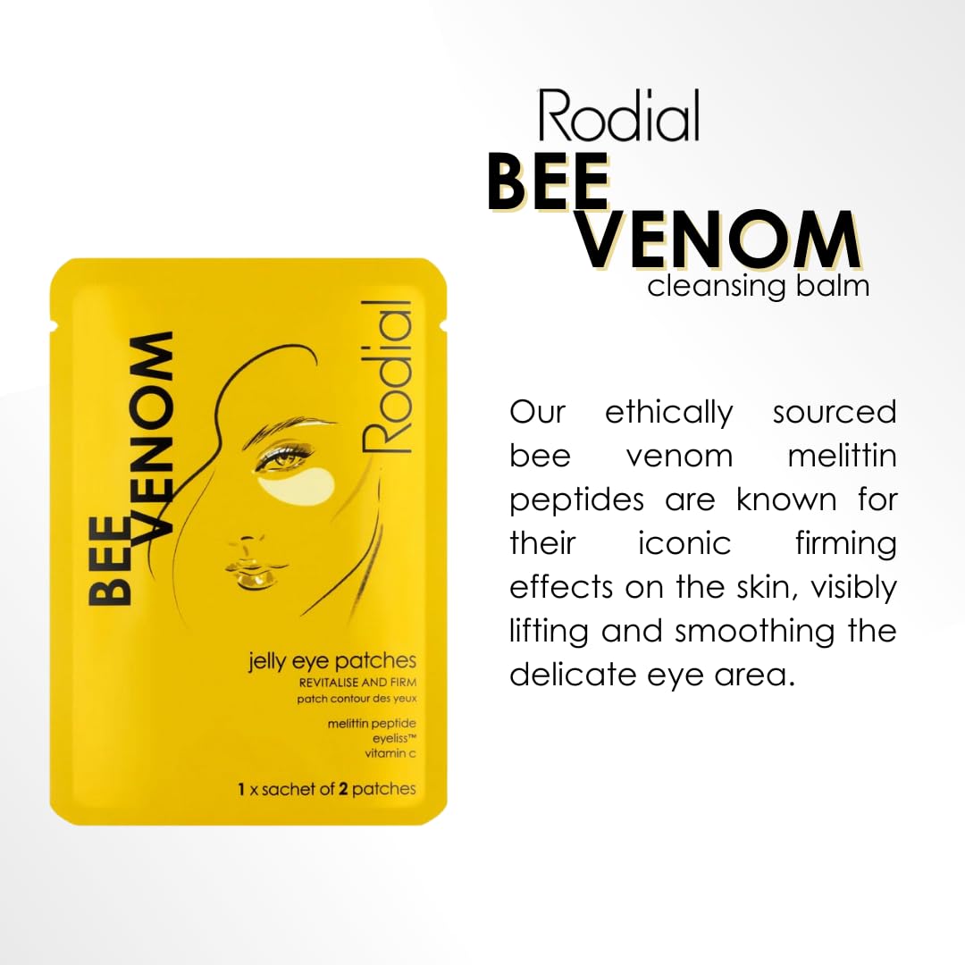 Rodial Jelly Eye Patches Bee Venom (1 Sachet), Rejuvenate and Firm, Cooling Jelly Technology, Anti-puffiness for Under Eyes, Vitamine C for Revitalised and Luminous Eye Look