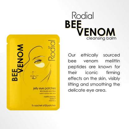 Rodial Jelly Eye Patches Bee Venom (1 Sachet), Rejuvenate and Firm, Cooling Jelly Technology, Anti-puffiness for Under Eyes, Vitamine C for Revitalised and Luminous Eye Look