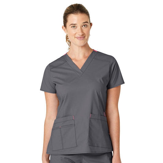 WonderWink Women's Wonderflex Verity Scrub Top, Pewter, Small
