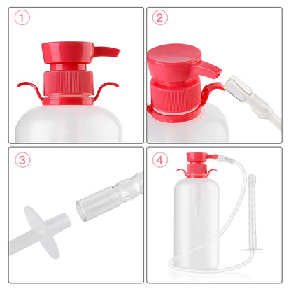LIVE4COOL Douche Bottle for Women Reusable Vaginal Cleansing System, 600ml/20.3oz Reusable Vaginal Enema Douche, Capacity Cleanser with 4 Nozzles, Storage Bag, Non-Toxic