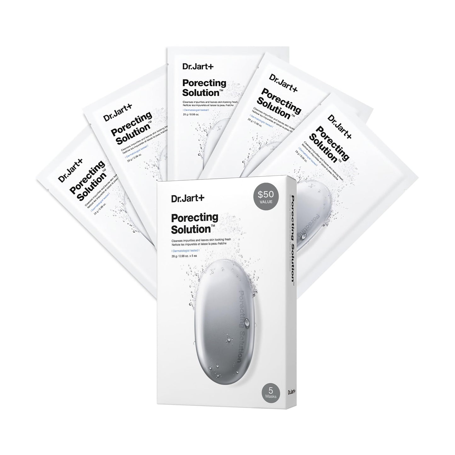 Dr.Jart+ Dermask Porecting Solution Korean Charcoal Face Mask | Sheet Mask for Oily Skin | Korean Skin Care