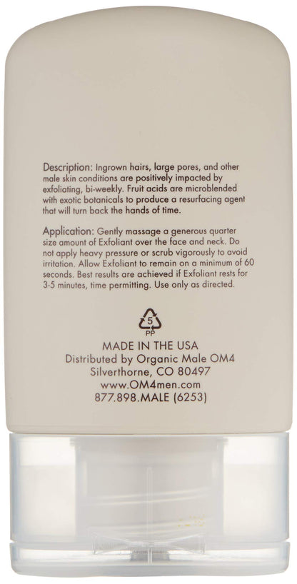 Organic Male OM4 Resurface: Citrus Bamboo Resurfacing Scrub - Mens Gentle Exfoliator Renews Hydrates Skin