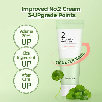 numbuzin No.2 Cream | Cica Ceramide Repair Cream | Ceramide, Centella Asiatica | Hydrating, Calming, Strengthen Skin Barrier, Deep Repair, Recovery | All Skin Types | 2.02 fl. oz.