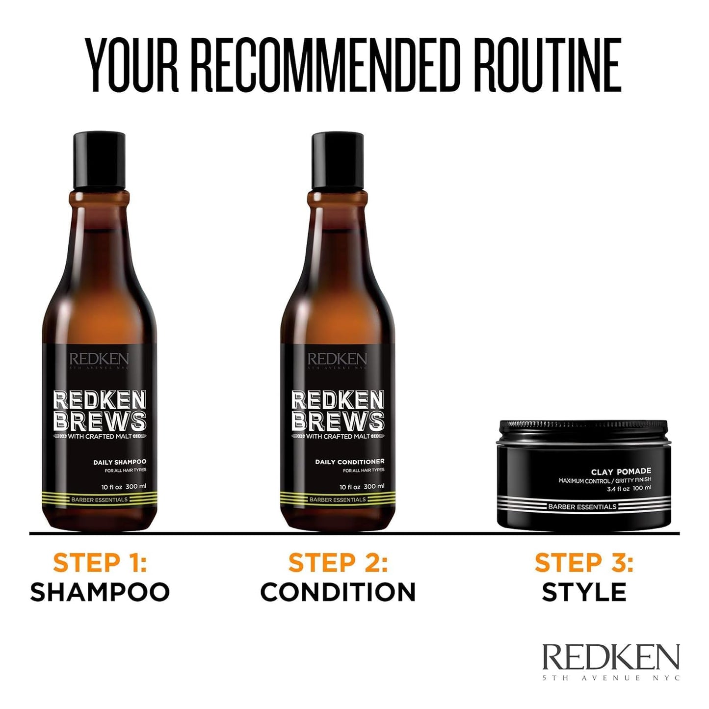 Redken Brews Daily Shampoo For Men - Lightweight Hydrating Cleanser For All Men's Hair Types, Adds Moisture and Shine to Dry Hair, 10 Fl Oz