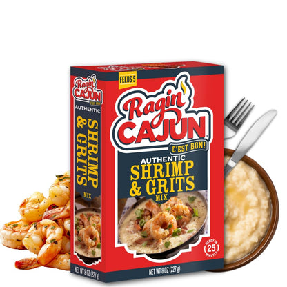 Ragin' Cajun Authentic Shrimp & Grits - 8 oz Box, Pack of 3 - No MSG - Louisiana Creole Meal, Ready in 25 Minutes