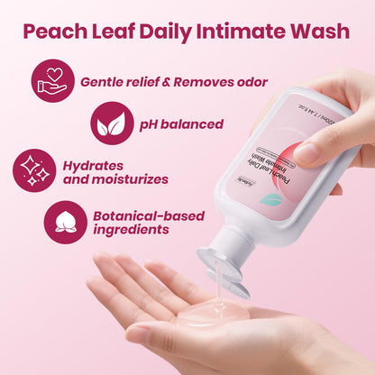 Peach Leaf Feminine Wash For intimate area Hygiene and Itchy, pH Balanced Body Wash with Lactic Acid For Sensitive Skin, Gentle Hydration, Odor Neutralization & Daily Hygiene, 220ml/7.44oz