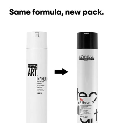 L'OREAL PROFESSIONNEL PARIS Fix Infinium 3 - Medium Hold Hairspray For Lasting Shape and Shine, Reduces Frizz Without Stiffness