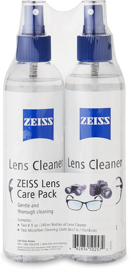 ZEISS Lens Care Pack – 2x 8oz Streak-Free Lens Spray and Microfiber Cloths for Eyeglasses and Optics