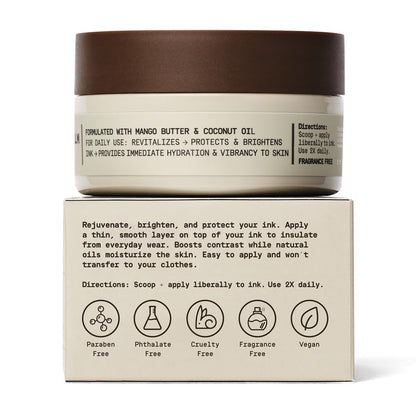 PAPATUI by Dwayne Johnson Enhancing Tattoo Balm | Revitalize, Protect and Brighten Tattoos | Enhance Color and Contrast, Instant Hydration, Fast Absorption | Made with Vitamin E | Fragrance-Free | 2oz