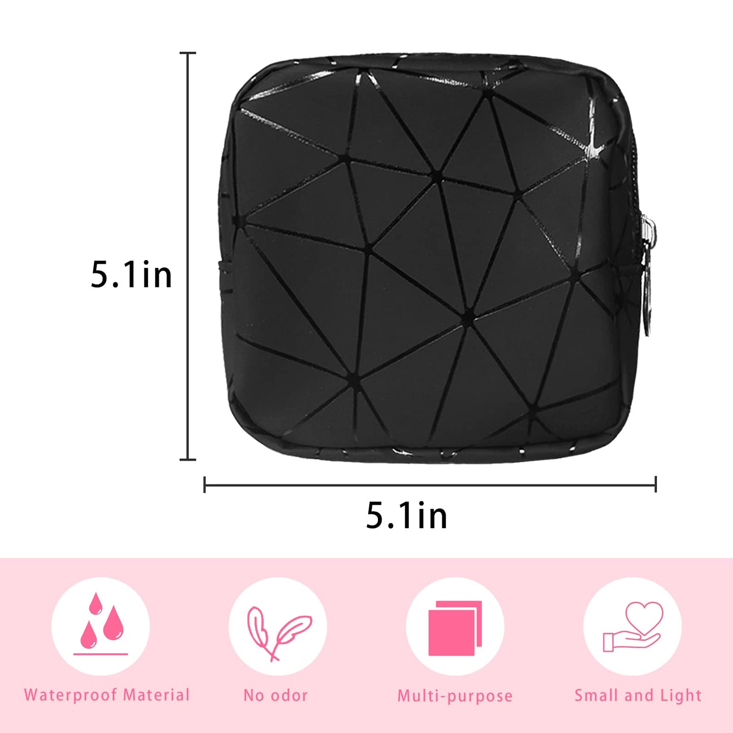 Sanitary Napkin Storage Bag, 2pcs Feminine Menstruation Pad Holder, Small Portable Menstrual Tampon Pouches, First Period Kit Bags for Teen Girls Women Ladies (Black and Green)