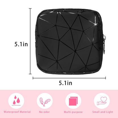 Sanitary Napkin Storage Bag, 2pcs Feminine Menstruation Pad Holder, Small Portable Menstrual Tampon Pouches, First Period Kit Bags for Teen Girls Women Ladies (Black and Green)