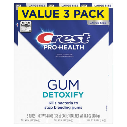Crest Pro-Health Gum Detoxify Deep Clean Toothpaste, 4.8 oz Pack of 3 - Anticavity, Antibacterial Flouride Toothpaste, Clinically Proven, Gum and Enamel Protection, Plaque Control