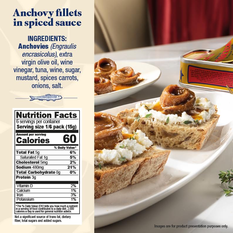 Rizzoli, Anchovies Fillets Spicy Sauce, 3.17 Ounce