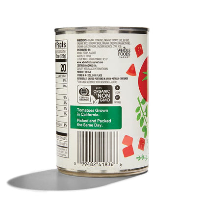 365 by Whole Foods Market, Organic Diced Tomatoes with Basil, Garlic, & Oregano, 14.5 Ounce