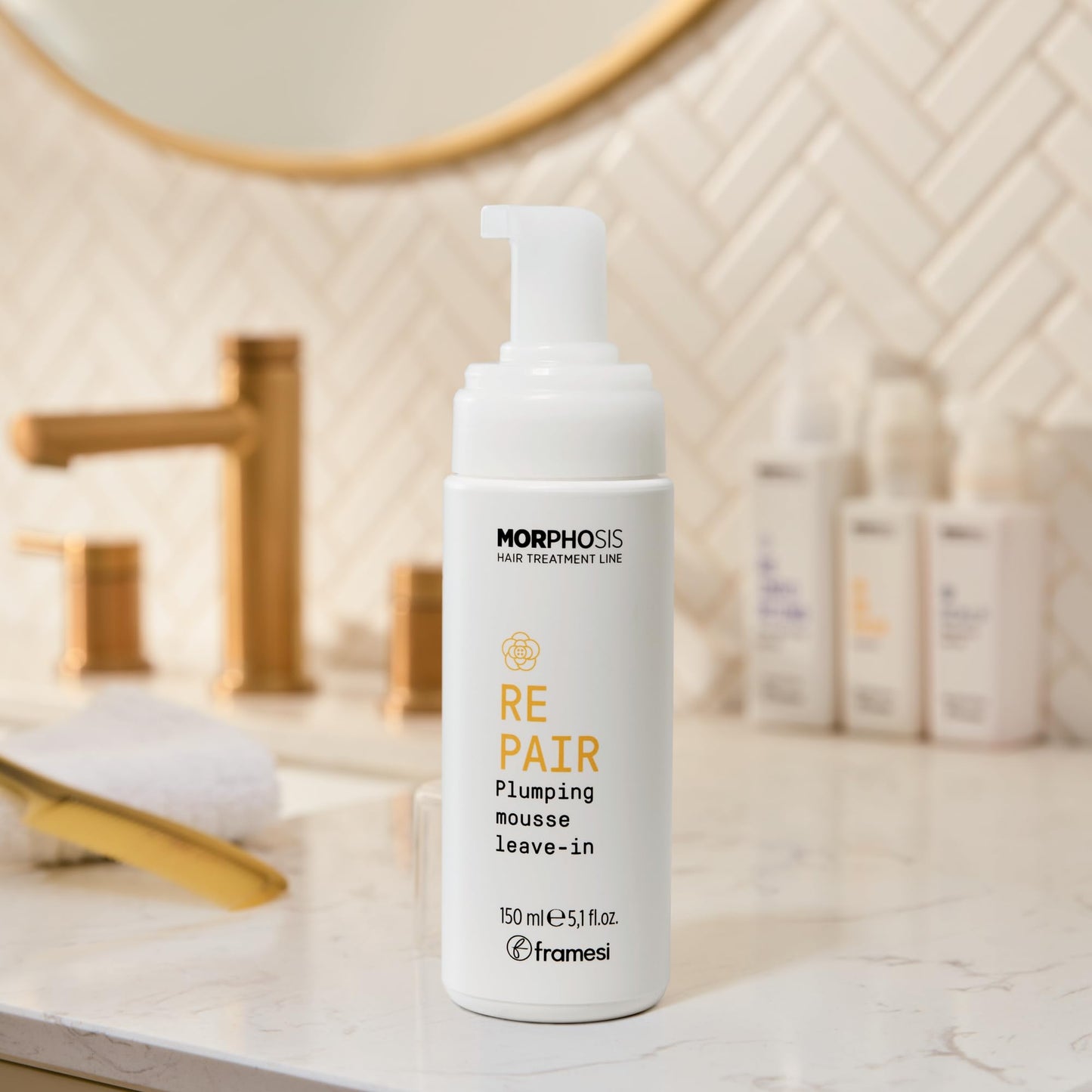 FRAMESI Morphosis Repair Plumping Hair Mousse 5.1 fl oz, Weightless Leave In Conditioner