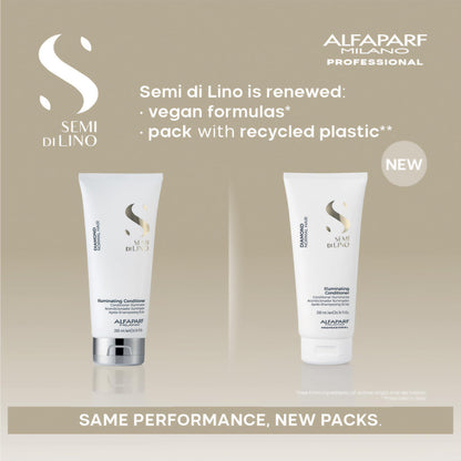 Alfaparf Milano Semi Di Lino Diamond Shine Illuminating Hair Conditioner - Sulfate Free - For Normal Hair - Safe on Color Treated Hair - Paraben and Paraffin Free - Professional Salon Quality, 6.76 Fl Oz