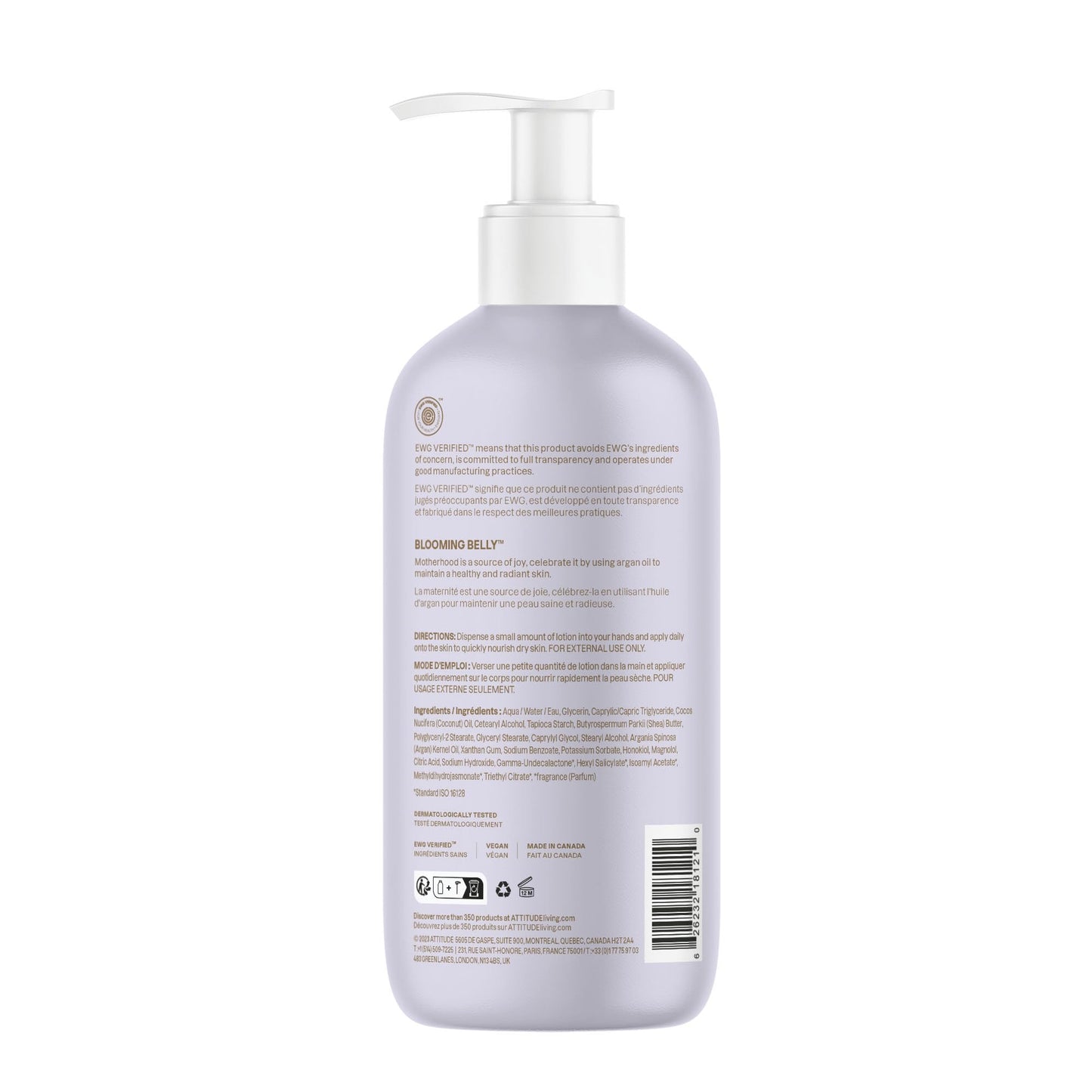 ATTITUDE Pregnancy Nourishing Body Lotion, EWG Verified, Dermatologically Tested, Plant and Mineral-Based, Vegan Maternity Products, Argan Oil, 16 Fl Oz