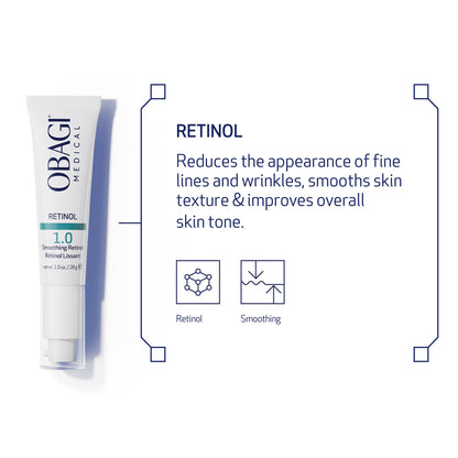 Obagi Medical Retinol 1.0 Cream - High Concentration Retinol Helps Reduce the Appearance of Fine Lines and Wrinkles & Smooth Texture with Minimal Irritation - 1 oz