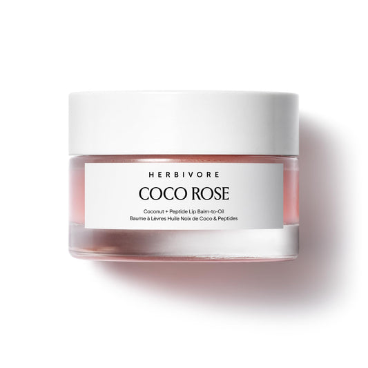 HERBIVORE Coco Rose Coconut + Peptide Lip Balm-to-Oil | Vegan Lip Moisturizer with Tremella & Squalane for Plumper, Softer Lips | 15 ml / .5 oz