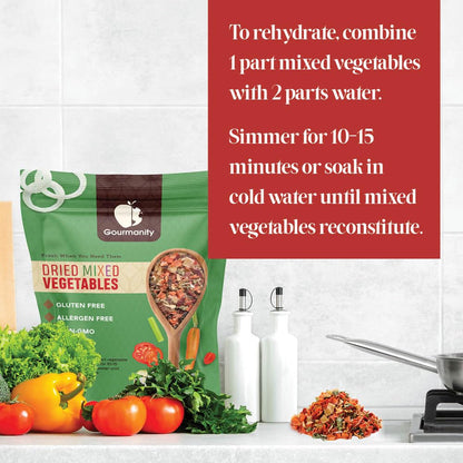 2lb Tasty Vegetable Soup Blend, Dehydrated Vegetables for Ramen Toppings, Stews, and Emergency Food, Bulk Resealable Bag, All Natural and Non GMO