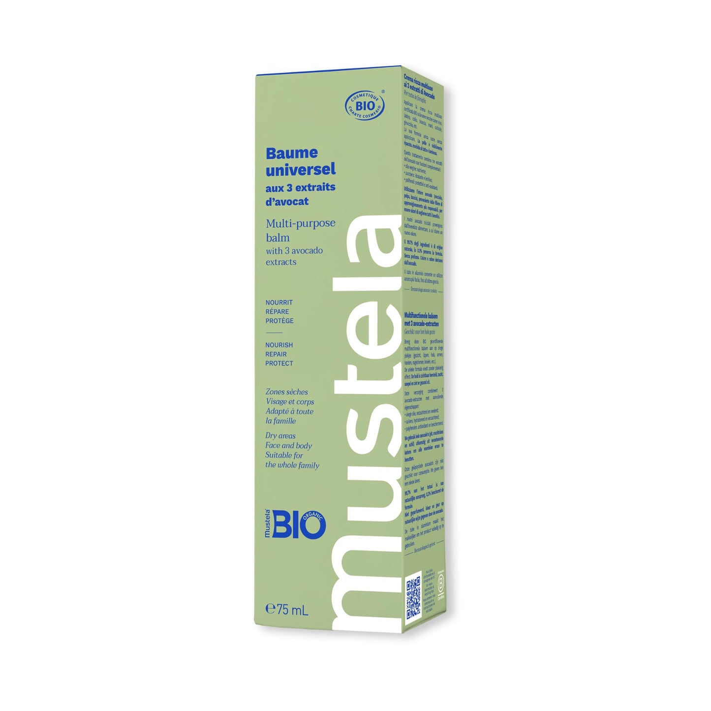 Mustela Multi-purpose Balm with 3 Avocado Extracts - Natural Cream Moisturizer for Face, Lip, Hand, Body & Dry Areas - For Baby, Kid & Adult - EWG Verified, Fragrance-Free & Vegan - 2.53 fl. oz.