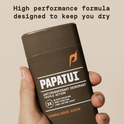 PAPATUI by Dwayne Johnson Triple Action Antiperspirant for Men | Sweat Control, Odor Neutralizer & Skin Nourishing | Sandalwood Suede | 2.6 oz