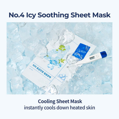numbuzin No.4 Sheet Mask | Icy Soothing Sheet Mask | Instant Cooling, Hydrating with Tea Tree Extract, Bergamot Leaf Extract | Soothes, Relieves Heated Skin | Korean Skincare | 5 sheets