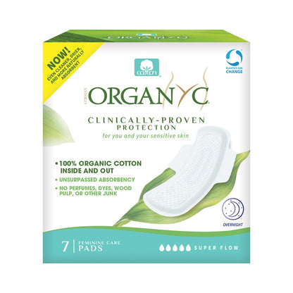 Organyc 100% Certified Organic Cotton Inside and Out Feminine Pads, Heaviest Flow (Overnight) + Heavy Flow + Moderate Flow