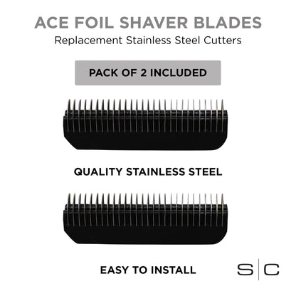 StyleCraft Replacement Ace Shaver Stainless Steel Cutter Blades Compatible with Cordless Ace Foil Shaver