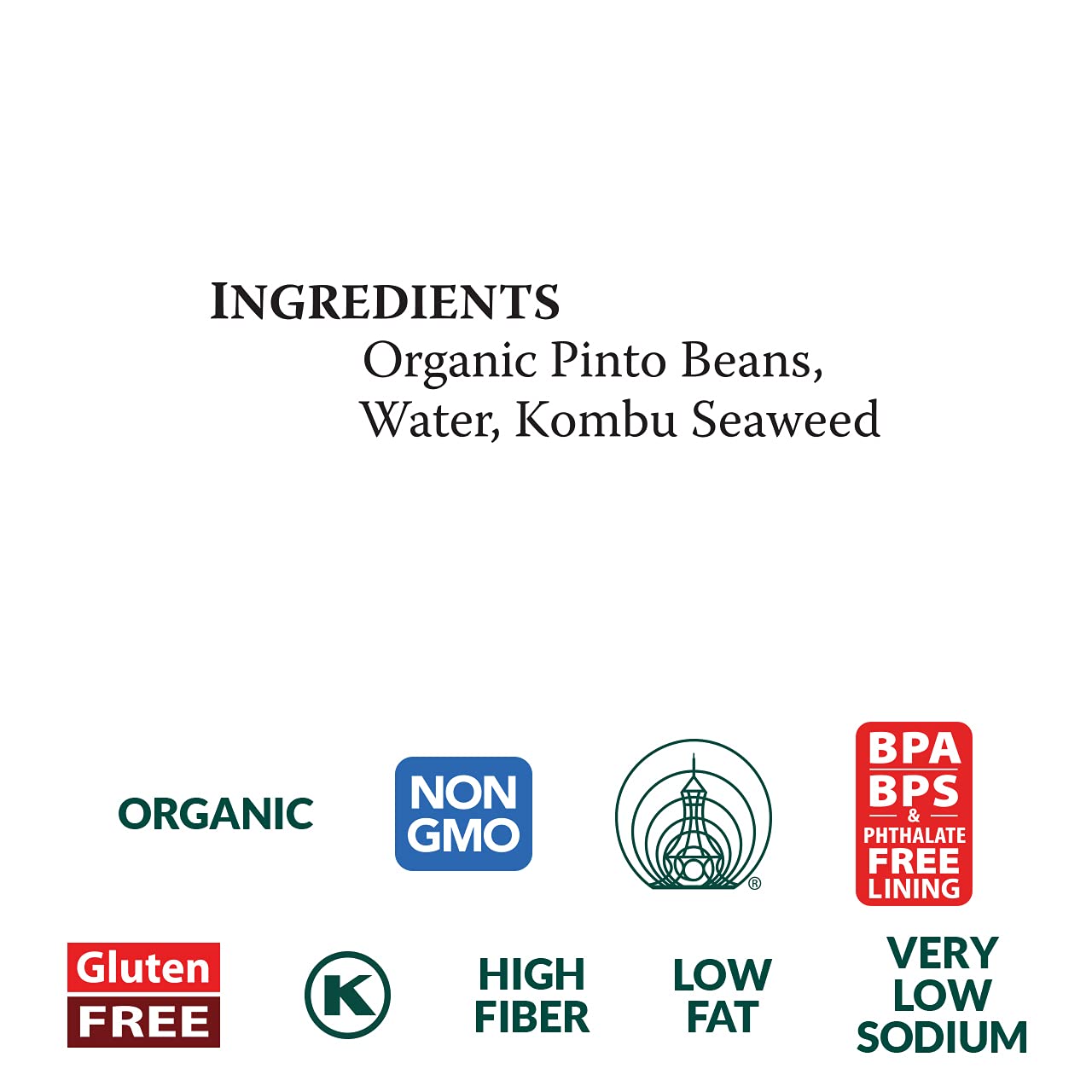 Eden Organic Pinto Beans, 15 oz Can, No Salt, Non-GMO, Gluten Free, Vegan, Kosher, U.S. Grown, Heat and Serve, Macrobiotic, Frijol Pinto