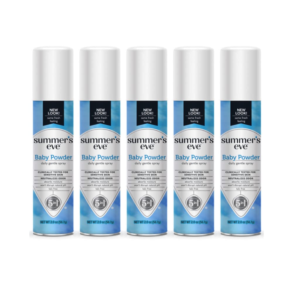 Summer's Eve Feminine Deodorant Spray-Baby Powder, 2 oz. (Pack of 5)