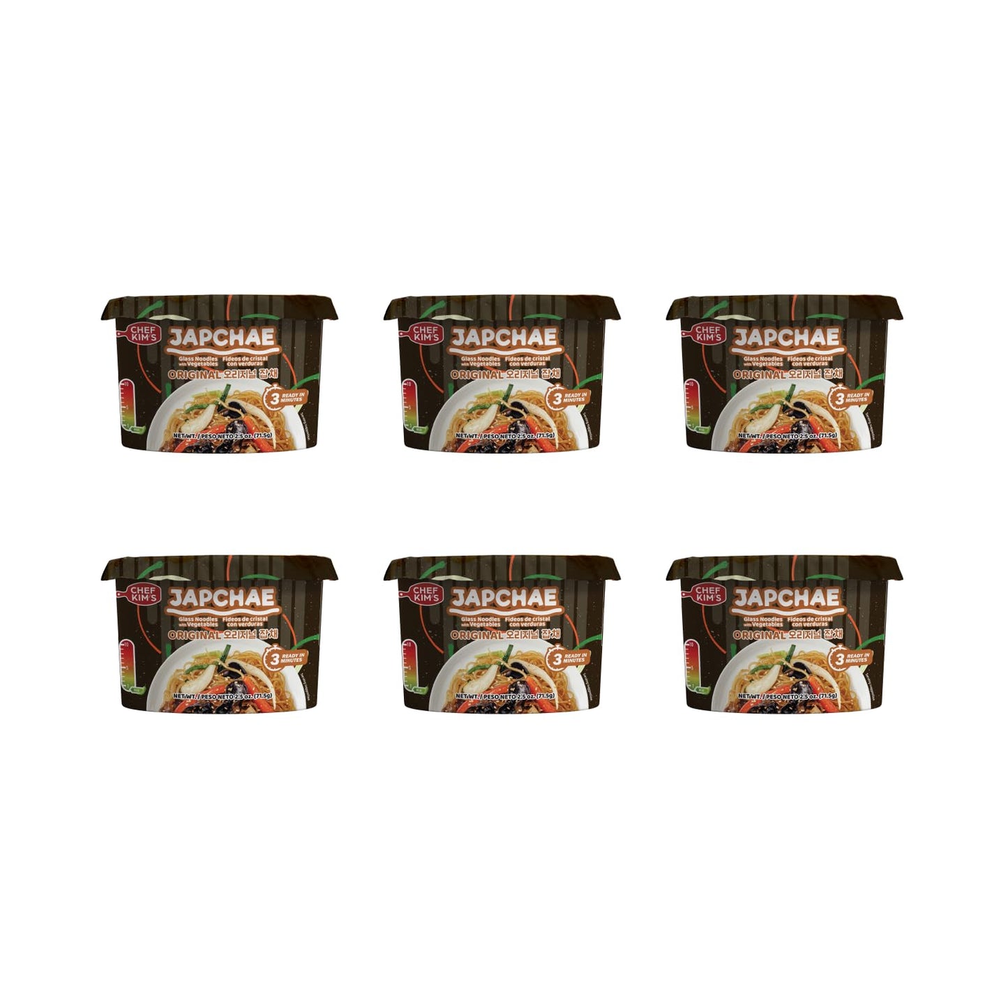 Chef Kim's, Japchae Korean Glass Noodles with Vegetables, 6 Bowls (6 Bowls, Original)