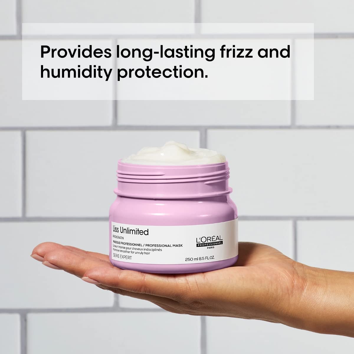 L'Oréal Professionnel Paris Liss Unlimited Mask - For Frizz-Prone Hair, Provides Long-Lasting Frizz and Humidity Protection, With Prokeratin