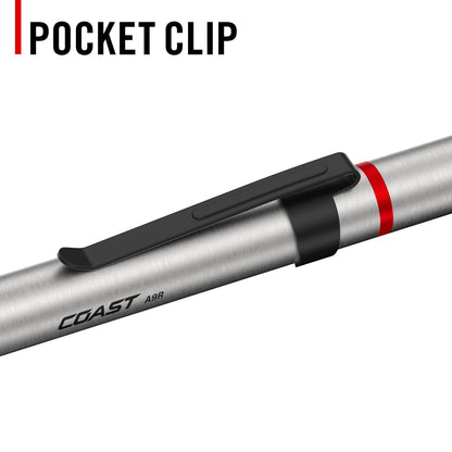 Coast® A9R 54 Lumen Rechargeable Inspection Beam LED Penlight with Flex Charge and Charging Cap, Silver
