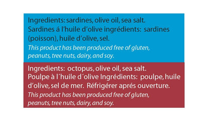 Matiz Sardines and Octopus Pulpo in Olive oil (Variety Pack of 5)