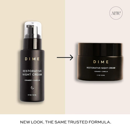 DIME Beauty Restorative Night Cream, Facial Moisturizer with Ceramides and Sea Buckthorn, 1.7 oz / 50 ml in Pump