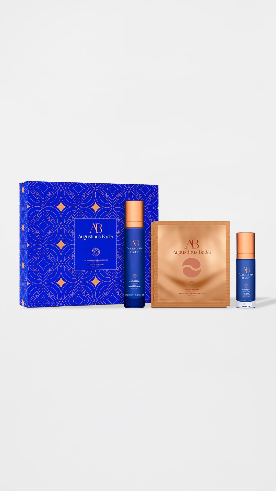 Augustinus Bader The Illuminating Collection - 3-Piece Luxury Skincare Gift Set with TFC8 - Includes The Cream 30ml, The Cream Cleansing Gel 100ml & Eye Patches - Brightening & Anti-Aging Routine