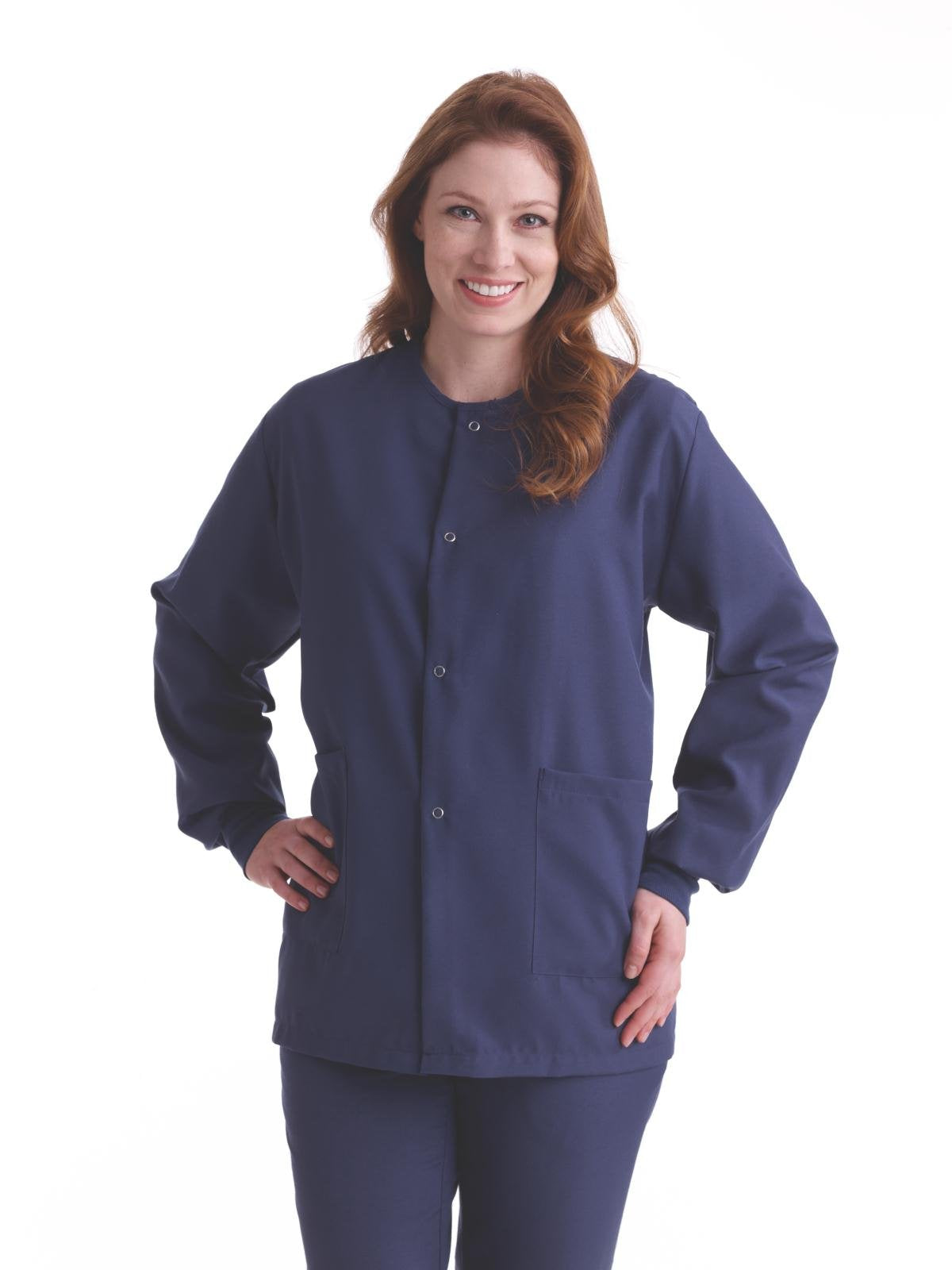 Medline PerforMAX 829 Unisex Snap-Front Warm-Up Jacket, Navy, Size Medium