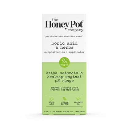 The Honey Pot Company 7 Day Boric Acid & Herbs Suppositories - Maintains and Balances Healthy Vaginal pH, Manages Odor, Hydrates, & Moisturizes - Gynecologist Tested