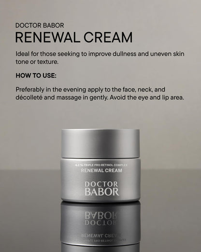 BABOR Renewal Cream with Retinol & Hydrating Complex – Anti-Aging Face Moisturizer for Firmer, Smoother Skin & Luminous Tone, Vegan Clean Formula Made in Germany, Hydrating Day & Night Cream