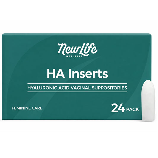 NewLife Naturals HA Inserts Hyaluronic Acid Suppositories 5 mg | All Natural Moisture Hydration Dryness Support, 24 Vaginal Inserts, 60 Day Supply, Made in USA