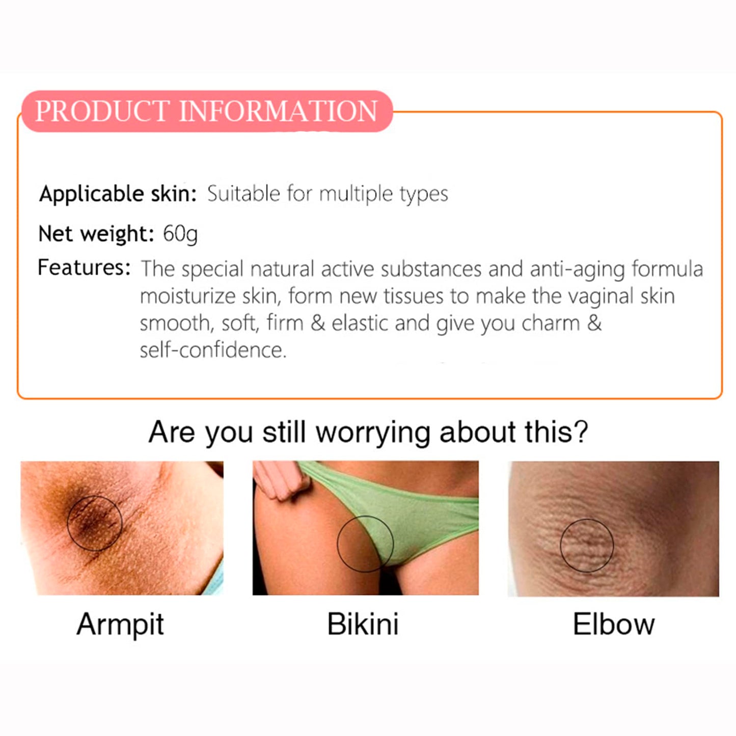 AICHUN BEAUTY Restore Vaginal Tightness Intimate Cream Private Parts Pink Tender PH Balanced Moisturizing Dry Skin Removing Odor 60g / 2.03fl.oz