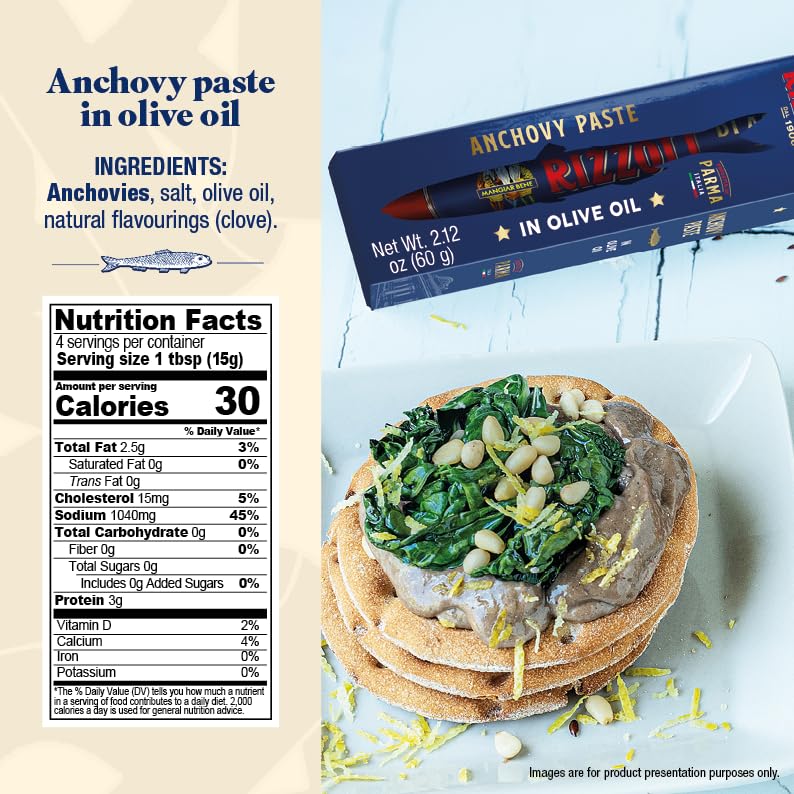 MANGIAR BENE RIZZOLI – Anchovies Paste in Olive Oil – 60 Gr. Tube (100% Italian)
