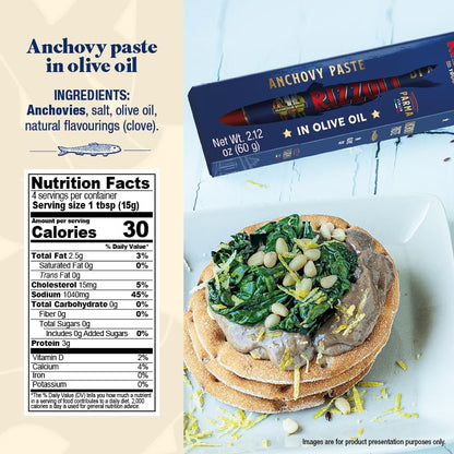 MANGIAR BENE RIZZOLI – Anchovies Paste in Olive Oil – 60 Gr. Tube (100% Italian)