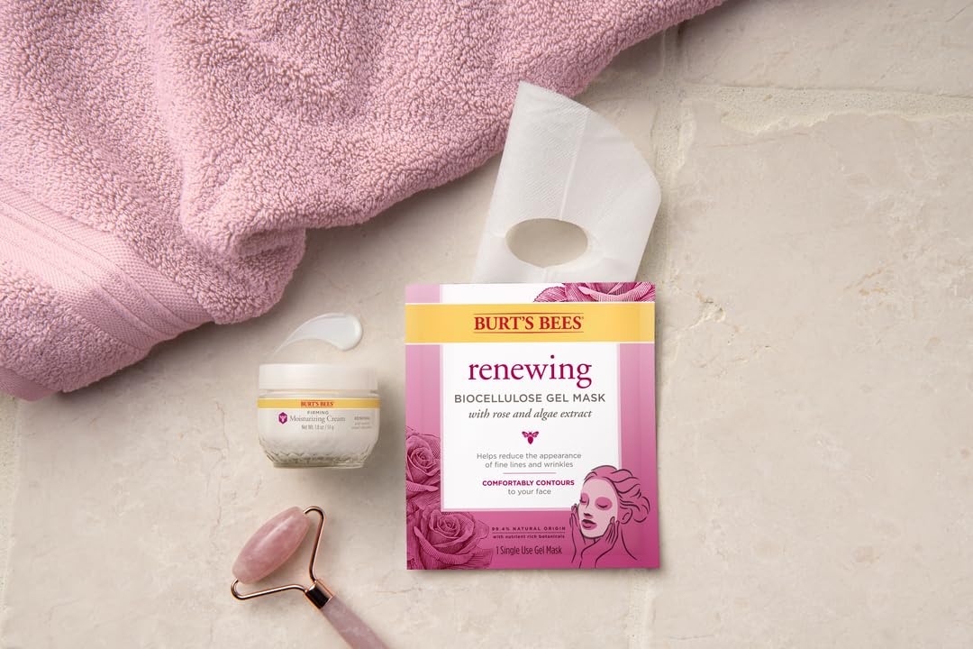 Burt's Bees Renewing Biocellulose Gel Face Mask, 6 Count, Value Pack
