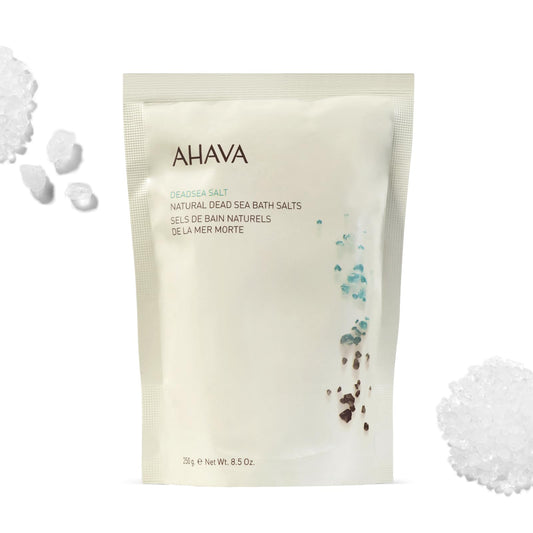 AHAVA Dead Sea Mineral Bath Salt- Intense Relaxation for Body & Mind, Elevates Moisture, Softens & Eases Sore Muscles, Enriched by Exclusive Dead Sea Salt & Osmoter, 8.5 Oz.