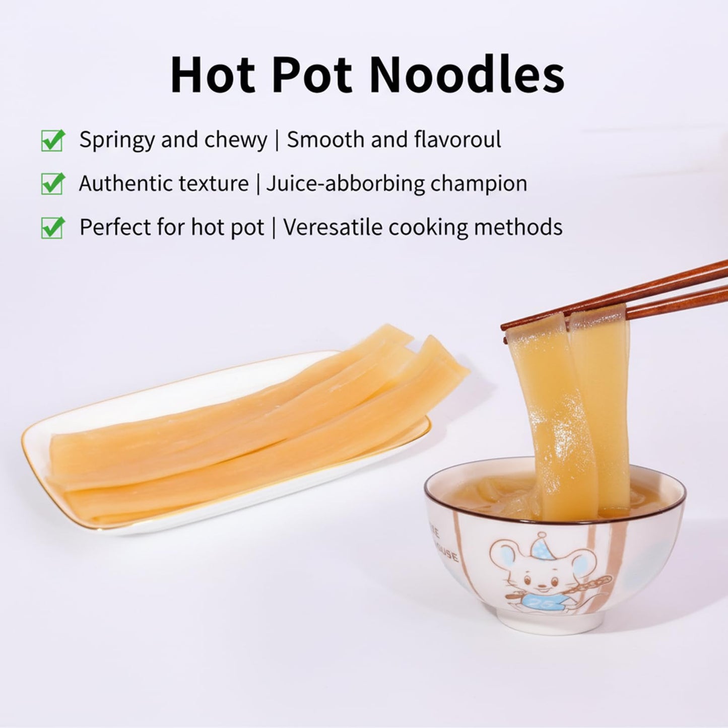 SODGHYTR Chinese Glass Noodles,35.28 oz (Pack of 4), Sweet Potato Noodles, Chewy Wide Noodles, Kuanfen, Sichuan Extra Wide Vermicelli,Hot Pot Noodles for Japchae Dish and Soup, 宽粉