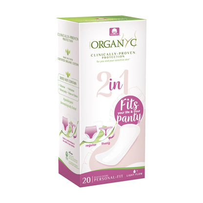 Organyc 100% Certified Organic Cotton Inside and Out Feminine Pads for Regular Flow and 2 in 1 Panty Liner for Light Flow Bundle
